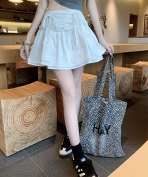 【Mayree】ティアード ドロストデザイン リボン ミニ スカート