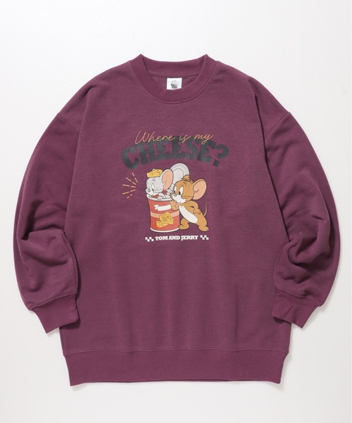 Tom&Jerry(トムアンドジェリー)の「【TOM&JERRY/トムとジェリー】裏起毛プリントクルーネックトレーナー(スウェット・レディース・ブルー/杢グレー/ダークグレー/パープル・MEDIUM/LARGE)」の13枚目の写真