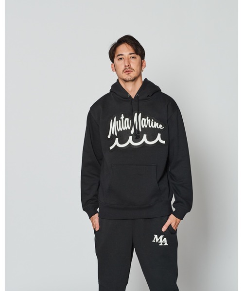 ACANTHUS(アカンサス)の「ACANTHUS x muta MARINE Script Logo Hooded Sweatshirts(パーカー・メンズ・ブラック/ホワイト・M/L/XL/S)」の1枚目の写真