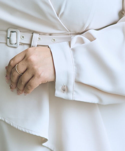 SMILE LAND（スマイルランド）の「＜大きいサイズ＞【らめちゃんコラボ】カシュクールデザインワンピース JERRYSELECT（ワンピース・レディース・アイボリー/ブラック・L/LL/3L/4L/5L）」の9枚目の写真