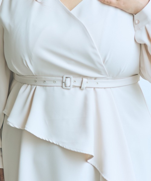 SMILE LAND（スマイルランド）の「＜大きいサイズ＞【らめちゃんコラボ】カシュクールデザインワンピース JERRYSELECT（ワンピース・レディース・アイボリー/ブラック・L/LL/3L/4L/5L）」の11枚目の写真