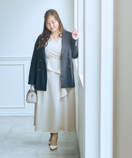 SMILE LAND（スマイルランド）の「＜大きいサイズ＞【らめちゃんコラボ】カシュクールデザインワンピース JERRYSELECT（ワンピース・レディース・アイボリー/ブラック・L/LL/3L/4L/5L）」の7枚目の写真