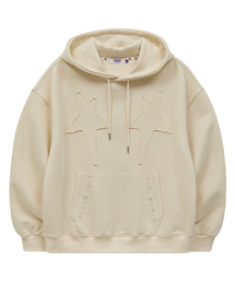 HOODHOOD | スターアップリケ刺繍フードアイボリー(パーカー)