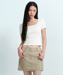 MUSINSA STANDARD WOMAN（ムシンサスタンダードウーマン）の「Women's Slim Square Neck Short Sleeve T-Shirt [Cream]（Tシャツ/カットソー・レディース）」
