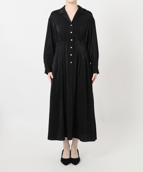 セール】【洗える】ピーチサテンシャツワンピース（ワンピース）｜La