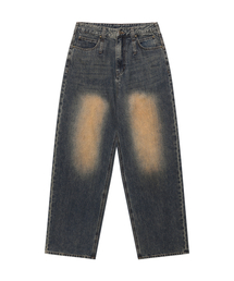 DOUBLE BELT LOOP WIDE DENIM PANTS BROWN