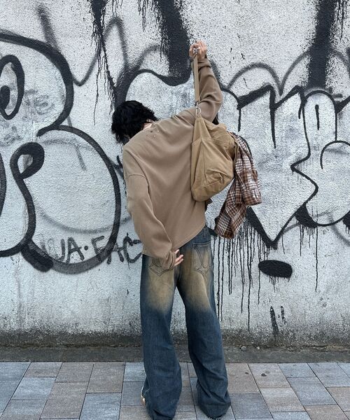 WESLEYHYUSTON（ウェズリーユーストン）の「DOUBLE BELT LOOP WIDE DENIM PANTS BROWN（デニムパンツ・メンズ・その他・SMALL/MEDIUM/LARGE/X-SMALL）」の4枚目の写真