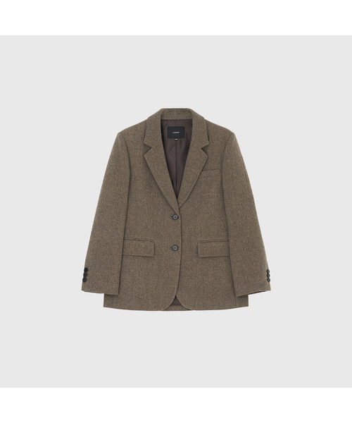Soy Wool Single Jacket_Brown Herringbone / SOY WOOL SINGLE JACKET_BROWN HERRINGBONE