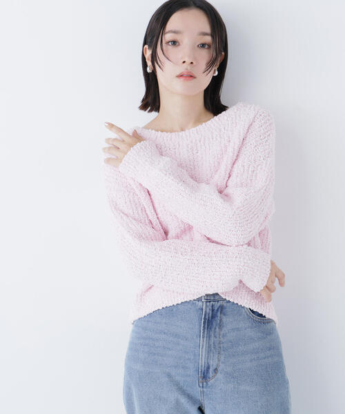 NATURAL BEAUTY BASIC(ナチュラルビューティーベーシック)の「◇ネップオーバーニット(ニット/セーター・レディース・ダークブルー/ピンク/オフホワイト・FREE)」の7枚目の写真