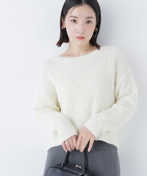 NATURAL BEAUTY BASIC(ナチュラルビューティーベーシック)の「◇ネップオーバーニット(ニット/セーター・レディース・ダークブルー/ピンク/オフホワイト・FREE)」の2枚目の写真