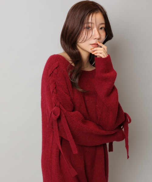 Apuweiser-riche レースアップニットワンピース Apuweiser-riche（アプワイザーリッシェ）の「レースアップニット