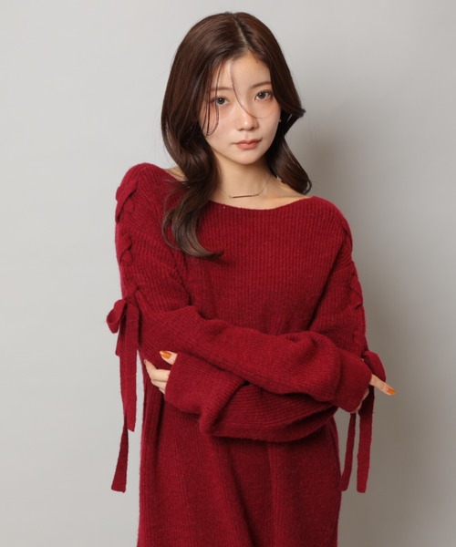 Apuweiser-riche レースアップニットワンピース Apuweiser-riche（アプワイザーリッシェ）の「レースアップニット