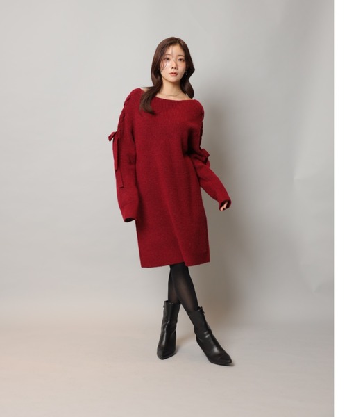 Apuweiser-riche レースアップニットワンピース Apuweiser-riche（アプワイザーリッシェ）の「レースアップニット