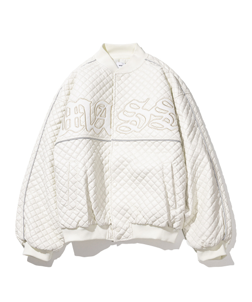 MASSNOUN(マスノウン)の「ダットスクエア 2オンス バーシティジャケット MSHJK003-IV(スタジャン・メンズ・その他・MEDIUM/LARGE)」の1枚目の写真