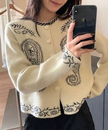 Paisley jacquard knit cardigan