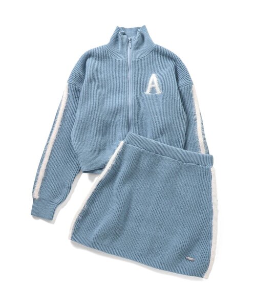 algy（アルジー）の「シャギーラインニットセットアップ（セットアップ・キッズ・サックスブルー/チャコール・SMALL/MEDIUM/X-SMALL/XX-SMALL）」の2枚目の写真