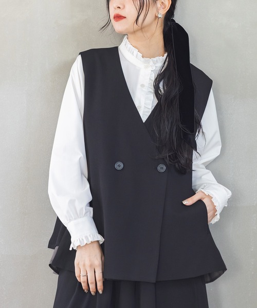 n'OrLABEL(ノアールレーベル)の「【セットアップ対応】『バックフレアジレ』(ベスト・レディース・ブラック・2/1)」の1枚目の写真