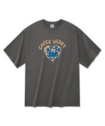 チェックハート 半袖Tシャツ グレー