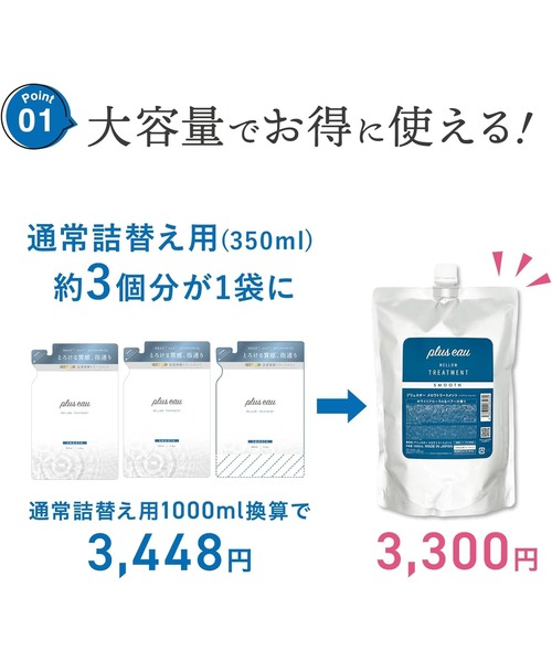 plus eau(プリュスオー)の「プリュスオー メロウシャンプー 詰め替え用 1000ml(シャンプー・レディース・シャンプー・FREE)」の4枚目の写真