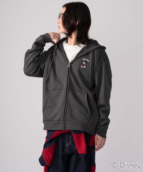 Disney（ディズニー）の「WEGO/ミッキーZIPパーカー (軽ボア)（パーカー・メンズ・スミクロ/アッシュグレー・MEDIUM/LARGE）」の7枚目の写真