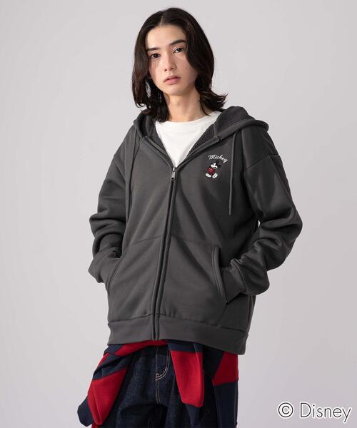 Disney（ディズニー）の「WEGO/ミッキーZIPパーカー (軽ボア)（パーカー・メンズ・スミクロ/アッシュグレー・MEDIUM/LARGE）」の8枚目の写真