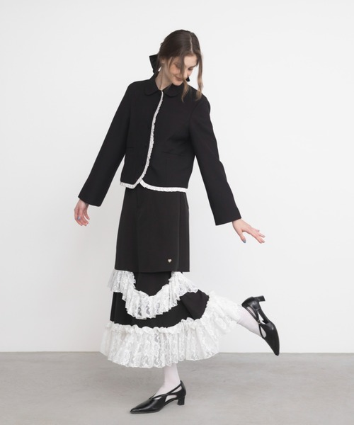 idem（イデム）の「asymmetry lace frill skirt / アシメレースフリルスカート（スカート・レディース・ブラック・FREE/SMALL）」の5枚目の写真