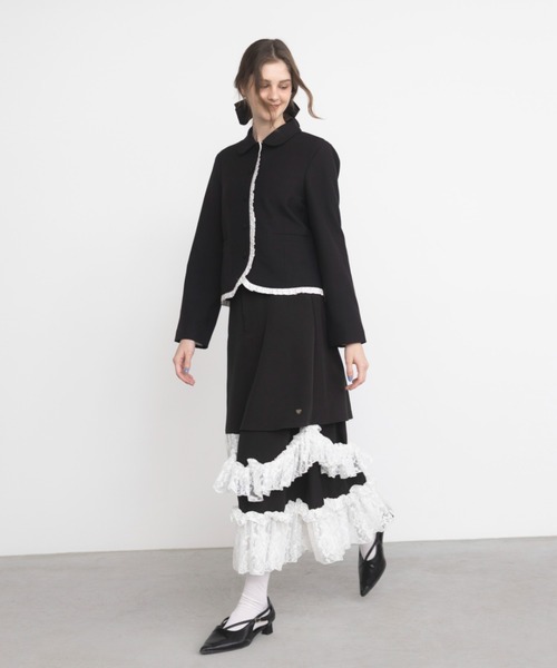 idem（イデム）の「asymmetry lace frill skirt / アシメレースフリルスカート（スカート・レディース・ブラック・FREE/SMALL）」の7枚目の写真