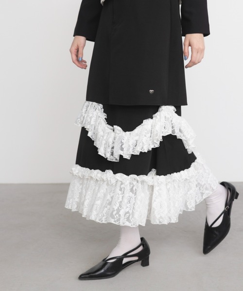 idem（イデム）の「asymmetry lace frill skirt / アシメレースフリルスカート（スカート・レディース・ブラック・FREE/SMALL）」の9枚目の写真