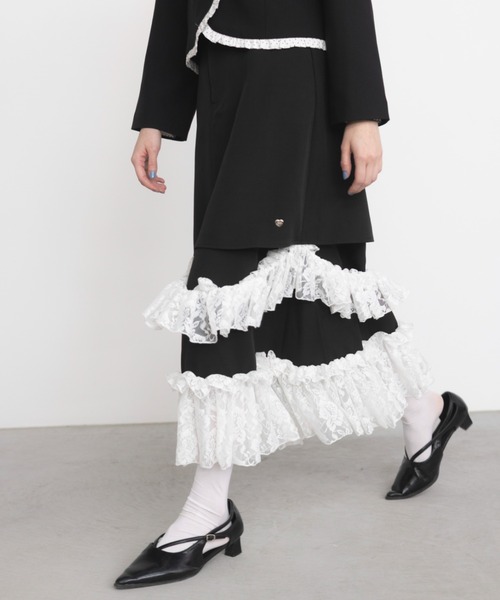 idem（イデム）の「asymmetry lace frill skirt / アシメレースフリルスカート（スカート・レディース・ブラック・FREE/SMALL）」の10枚目の写真