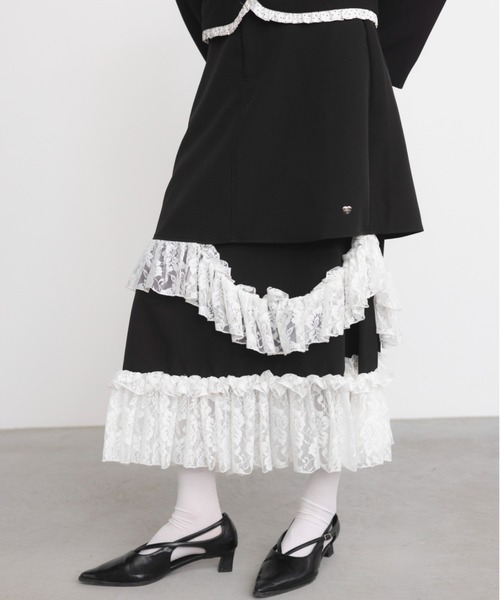 idem（イデム）の「asymmetry lace frill skirt / アシメレースフリルスカート（スカート・レディース・ブラック・FREE/SMALL）」の13枚目の写真