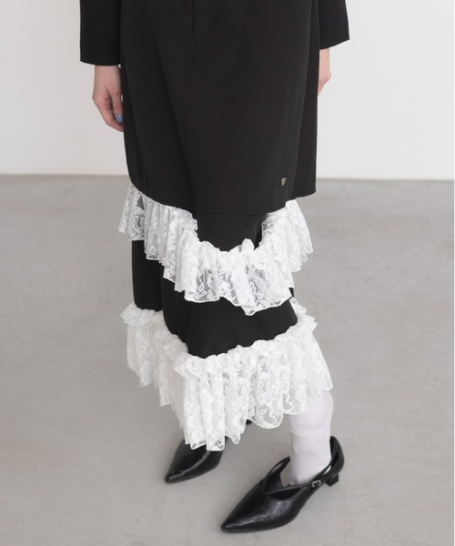 idem（イデム）の「asymmetry lace frill skirt / アシメレースフリルスカート（スカート・レディース・ブラック・FREE/SMALL）」の15枚目の写真