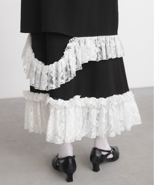 idem（イデム）の「asymmetry lace frill skirt / アシメレースフリルスカート（スカート・レディース・ブラック・FREE/SMALL）」の19枚目の写真