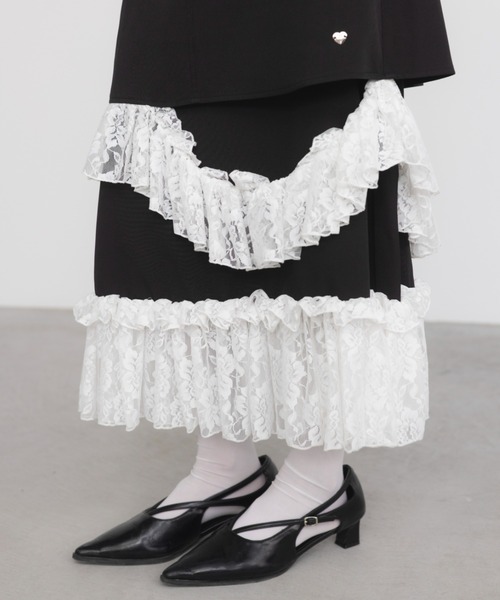 idem（イデム）の「asymmetry lace frill skirt / アシメレースフリルスカート（スカート・レディース・ブラック・FREE/SMALL）」の21枚目の写真