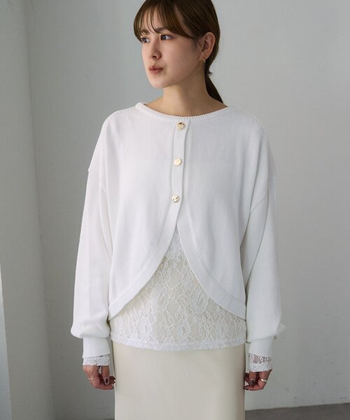 SHENERY(シーナリー)の「2WAYラウンドショートPO(ニット/セーター・レディース・ピンク/オフホワイト/グレー・FREE)」の2枚目の写真