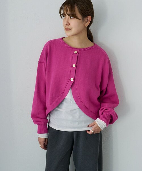 SHENERY(シーナリー)の「2WAYラウンドショートPO(ニット/セーター・レディース・ピンク/オフホワイト/グレー・FREE)」の3枚目の写真