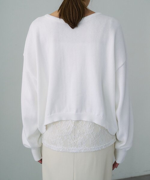 SHENERY(シーナリー)の「2WAYラウンドショートPO(ニット/セーター・レディース・ピンク/オフホワイト/グレー・FREE)」の4枚目の写真