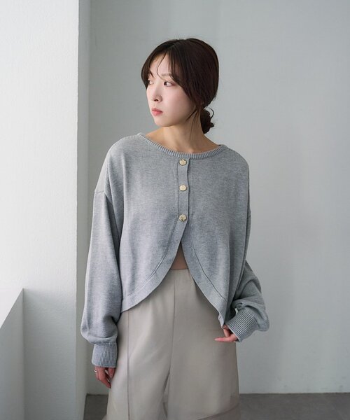 SHENERY(シーナリー)の「2WAYラウンドショートPO(ニット/セーター・レディース・ピンク/オフホワイト/グレー・FREE)」の9枚目の写真