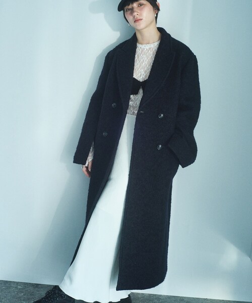 CODE A（コードエー）の「M long coat（チェスターコート・レディース・ネイビー/ライトイエロー系・00）」の2枚目の写真