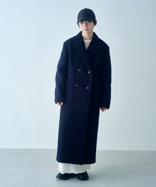 CODE A（コードエー）の「M long coat（チェスターコート・レディース・ネイビー/ライトイエロー系・00）」の3枚目の写真