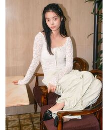 CALNAMUR | ピーチレースパットイントップス(Tシャツ/カットソー)