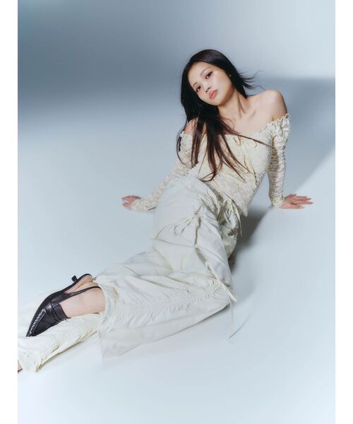 CALNAMUR（カルナムール）の「ピーチレースパットイントップス（Tシャツ/カットソー・レディース・ブラック/オフホワイト/イエロー・FREE）」の6枚目の写真