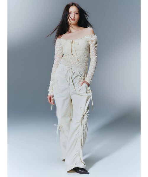 CALNAMUR（カルナムール）の「ピーチレースパットイントップス（Tシャツ/カットソー・レディース・ブラック/オフホワイト/イエロー・FREE）」の7枚目の写真