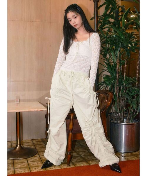 CALNAMUR（カルナムール）の「ピーチレースパットイントップス（Tシャツ/カットソー・レディース・ブラック/オフホワイト/イエロー・FREE）」の10枚目の写真