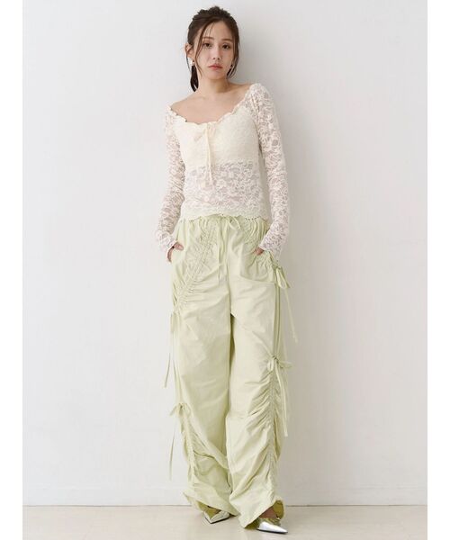 CALNAMUR（カルナムール）の「ピーチレースパットイントップス（Tシャツ/カットソー・レディース・ブラック/オフホワイト/イエロー・FREE）」の4枚目の写真