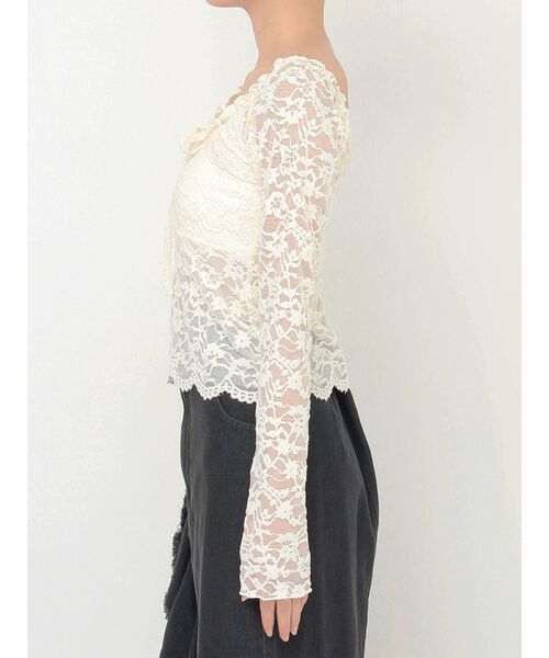 CALNAMUR（カルナムール）の「ピーチレースパットイントップス（Tシャツ/カットソー・レディース・ブラック/オフホワイト/イエロー・FREE）」の15枚目の写真