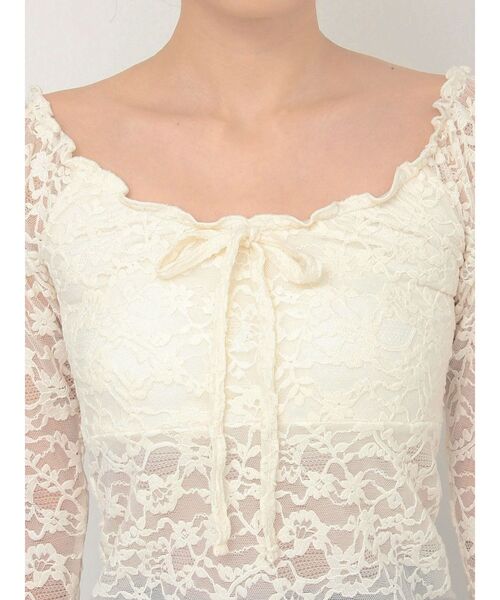 CALNAMUR（カルナムール）の「ピーチレースパットイントップス（Tシャツ/カットソー・レディース・ブラック/オフホワイト/イエロー・FREE）」の17枚目の写真