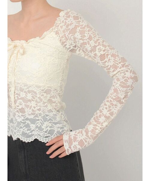 CALNAMUR（カルナムール）の「ピーチレースパットイントップス（Tシャツ/カットソー・レディース・ブラック/オフホワイト/イエロー・FREE）」の18枚目の写真