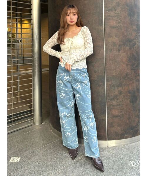 CALNAMUR（カルナムール）の「ピーチレースパットイントップス（Tシャツ/カットソー・レディース・ブラック/オフホワイト/イエロー・FREE）」の19枚目の写真