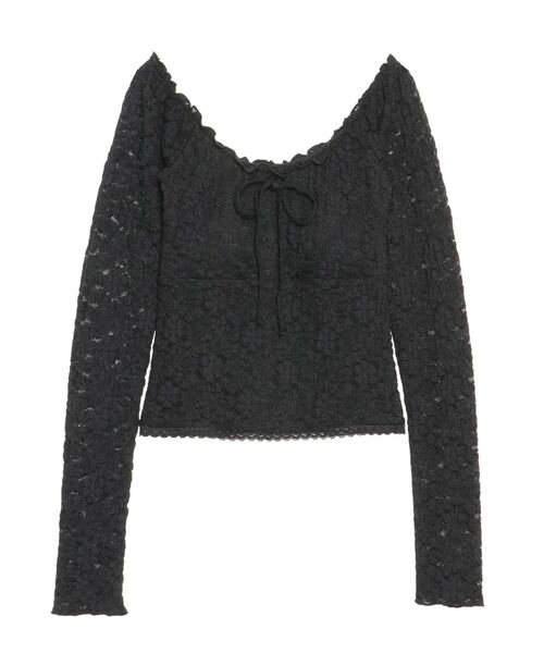 CALNAMUR（カルナムール）の「ピーチレースパットイントップス（Tシャツ/カットソー・レディース・ブラック/オフホワイト/イエロー・FREE）」の9枚目の写真