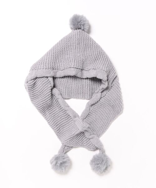 styiro（スタイロ）の「あったか裏起毛ポンポンニットフーディーマフラー（ネックウォーマー/スヌード・レディース・ブラック/レッド/グレー/モカ・FREE）」の6枚目の写真